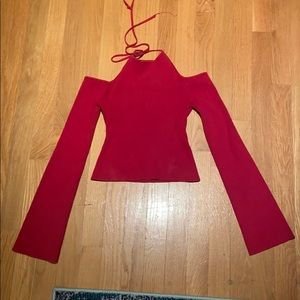 Honey Bella long-sleeved halter crop top